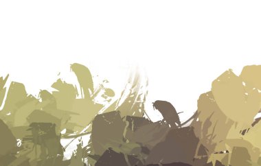 Taranmış Boyalı Soyut Arkaplan. Vahşi kaotik fırça darbeleri. Boya darbeleri. 2D İllüstrasyon. Fırça darbeli resim. 