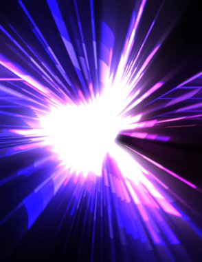 Fütürist mercek patlaması. Parlayan parçacıkları ve çizgileri olan ışık patlaması yıldızı. Güzel soyut ışın arkaplanı.