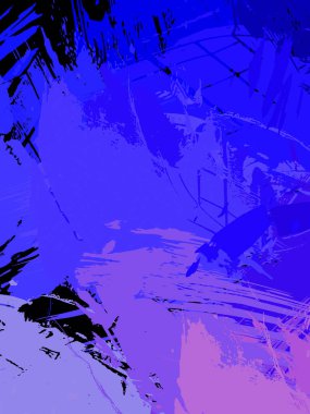 Vahşi fırça darbeleriyle yaratıcı soyut resim. Artistik fırça darbeleriyle donatılmış. Renkli ve canlı bir tasvir. Boyalı sanat.