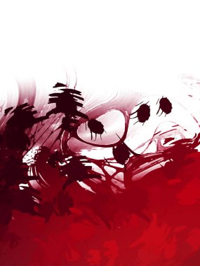 Taranmış Boyalı Soyut Arkaplan. Vahşi kaotik fırça darbeleri. Boya darbeleri. 2D İllüstrasyon. Fırça darbeli resim. 