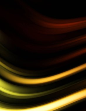 Siyah arka planda renkli düz çizgiler. Sıvı ve sıvı renkli dalgalar karanlıkta akıyor. Duvar kağıdı, afiş, arkaplan, kart, kitap, kapak, poster, afiş, broşür