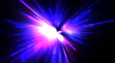 Fütürist mercek patlaması. Parlayan parçacıkları ve çizgileri olan ışık patlaması yıldızı. Güzel soyut ışın arkaplanı.