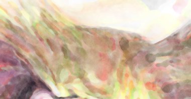 2D çizim. Sanatsal arkaplan resmi. Tablo üzerinde soyut resim. Çağdaş sanat. El yapımı resim. Renkli doku. Modern sanat eserleri. Yüzeyde suluboya fırça darbeleriyle boyama.