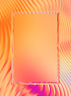 Soyut çerçeveli arkaplan. Renkli, canlı, dalgalı bir duvar kağıdı. Merkezi çerçeveli yaratıcı grafik 2d çizim. Dinamik şekilli modaya uygun sıvı örtüsü.