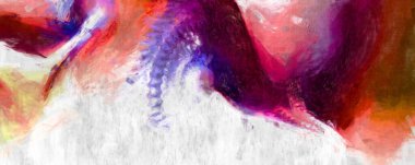 Soyut arkaplanda pürüzlü fırça darbeleri. Fırça boyası. Renkli boya darbeleri. Eşsiz duvar sanatı. Tuvaldeki modern sanat. Renkli çağdaş sanat eserleri. 