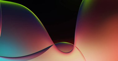 Soyut arkaplan. Değişken renk değişim dalgaları, dinamik hareketlerle. Işık dalgalarının neon renkli soyut tasarımı. Duvar kağıdı, afiş, arkaplan, kart, kitap illüstrasyonu, web sitesi.