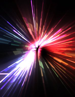 Fütürist mercek patlaması. Parlayan parçacıkları ve çizgileri olan ışık patlaması yıldızı. Güzel soyut ışın arkaplanı.