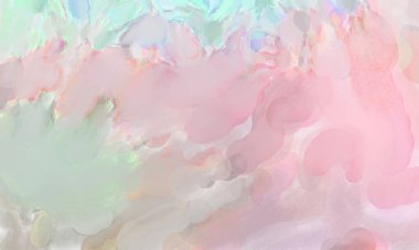 Pastel renklerde suluboya resim. Poster, duvar sanatı, afiş, kart, kitap kapağı ya da ambalaj için rahatlatıcı kompozisyonun yumuşak renkli çizimi. Modern fırça darbeleri resim.