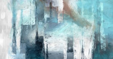 Soyut arkaplanda pürüzlü fırça darbeleri. Fırça boyası. Renkli boya darbeleri. Eşsiz duvar sanatı. Tuvaldeki modern sanat. Renkli çağdaş sanat eserleri. 