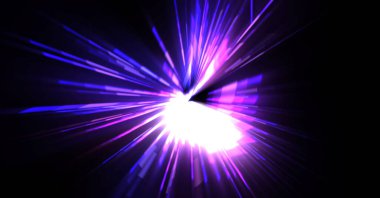 Fütürist mercek patlaması. Parlayan parçacıkları ve çizgileri olan ışık patlaması yıldızı. Güzel soyut ışın arkaplanı.