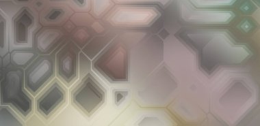 Renkli ve canlı geometrik şekiller katmanları var. Bir teknoloji planının dijital illüstrasyonu. Gelecekçi tasarım şablonu.