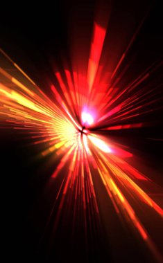 Fütürist mercek patlaması. Parlayan parçacıkları ve çizgileri olan ışık patlaması yıldızı. Güzel soyut ışın arkaplanı.