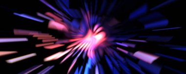 Işık parçacık izleri. Parlayan parçacıkları ve çizgileri olan ışık patlaması yıldızı. Güzel hareketli soyut ışın arkaplanı.