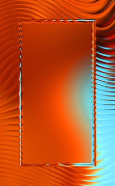 Soyut çerçeveli arkaplan. Renkli, canlı, dalgalı bir duvar kağıdı. Merkezi çerçeveli yaratıcı grafik 2d çizim. Dinamik şekilli modaya uygun sıvı örtüsü.