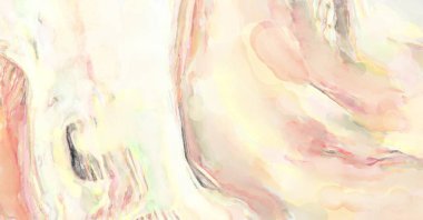 Poster, duvar sanatı, afiş, kart, kitap kapağı veya ambalaj için pastel renkli suluboya resim. Alkol mürekkebini andıran rahatlatıcı fırça darbelerinin modern resmi.