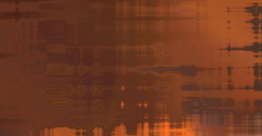 Soyut arkaplan. Yaşlanmış grunge dokusunda geometrik elementler. Farklı renk desenli grafiksel illüstrasyon.