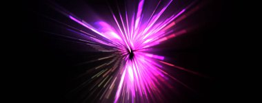 Fütürist mercek patlaması. Parlayan parçacıkları ve çizgileri olan ışık patlaması yıldızı. Güzel soyut ışın arkaplanı.