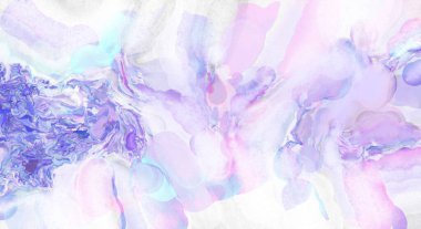 Pastel renklerde suluboya resim. Poster, duvar sanatı, afiş, kart, kitap kapağı ya da ambalaj için rahatlatıcı kompozisyonun yumuşak renkli çizimi. Modern fırça darbeleri resim.