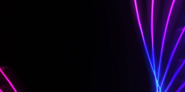 Işık dalgalarının neon renkli soyut tasarımı. Dijital arka plan ve neon ışığı parlama efekti. Parlak ışınlar duvar kağıdı.
