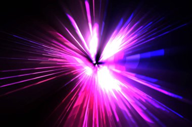 Fütürist mercek patlaması. Parlayan parçacıkları ve çizgileri olan ışık patlaması yıldızı. Güzel soyut ışın arkaplanı.