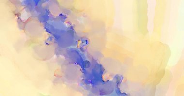 Alkol mürekkebini andıran rahatlatıcı fırça darbelerinin modern resmi. Poster, duvar sanatı, afiş, kart, kitap kapağı veya ambalaj için pastel renkli suluboya resim.