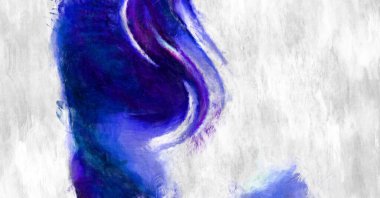 Soyut arkaplanda pürüzlü fırça darbeleri. Fırça boyası. Renkli boya darbeleri. Eşsiz duvar sanatı. Tuvaldeki modern sanat. Renkli çağdaş sanat eserleri. 