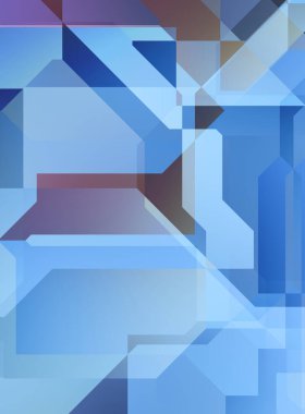 Renkli ve canlı geometrik şekiller katmanları var. Bir teknoloji planının dijital illüstrasyonu. Gelecekçi tasarım şablonu.