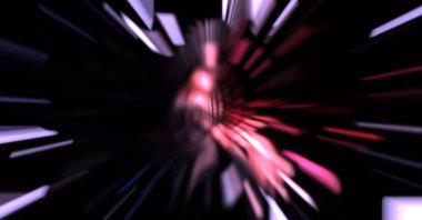 Işık parçacık izleri. Parlayan parçacıkları ve çizgileri olan ışık patlaması yıldızı. Güzel hareketli soyut ışın arkaplanı.