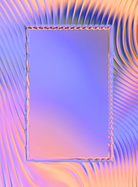 Soyut çerçeveli arkaplan. Renkli, canlı, dalgalı bir duvar kağıdı. Merkezi çerçeveli yaratıcı grafik 2d çizim. Dinamik şekilli modaya uygun sıvı örtüsü.