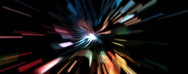 Işık parçacık izleri. Parlayan parçacıkları ve çizgileri olan ışık patlaması yıldızı. Güzel hareketli soyut ışın arkaplanı.