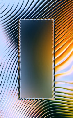 Soyut çerçeveli arkaplan. Renkli, canlı, dalgalı bir duvar kağıdı. Merkezi çerçeveli yaratıcı grafik 2d çizim. Dinamik şekilli modaya uygun sıvı örtüsü.