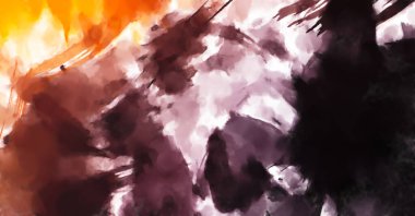 El yapımı sürreal soyut desenli suluboya. Modern sanatsal resim. 2D çizim. Arkaplan boyası karışımı. Yaratıcı duvar sanatı. Çağdaş sanat