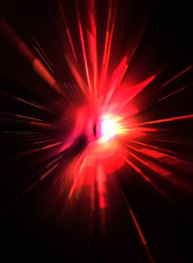 Fütürist mercek patlaması. Parlayan parçacıkları ve çizgileri olan ışık patlaması yıldızı. Güzel soyut ışın arkaplanı.