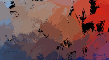 Canlı fırça darbeleriyle boyanmış. Renkli desenli resim. Fırçalanmış duvar kağıdını boya.