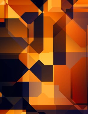 Renkli ve canlı geometrik şekiller katmanları var. Bir teknoloji planının dijital illüstrasyonu. Gelecekçi tasarım şablonu.