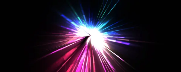 Futuristic Lens Flare Light Explosion Star Glowing Particles Lines Beautiful — Stock Photo, Image