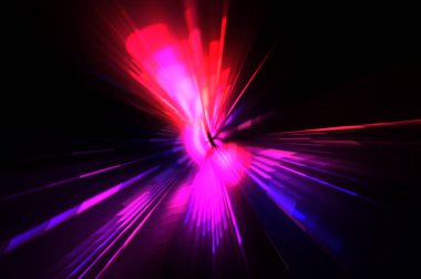 Fütürist mercek patlaması. Parlayan parçacıkları ve çizgileri olan ışık patlaması yıldızı. Güzel soyut ışın arkaplanı.