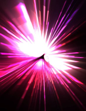 Fütürist mercek patlaması. Parlayan parçacıkları ve çizgileri olan ışık patlaması yıldızı. Güzel soyut ışın arkaplanı.