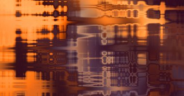 Soyut arkaplan. Yaşlanmış grunge dokusunda geometrik elementler. Farklı renk desenli grafiksel illüstrasyon.