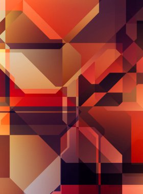 Renkli ve canlı geometrik şekiller katmanları var. Bir teknoloji planının dijital illüstrasyonu. Gelecekçi tasarım şablonu.