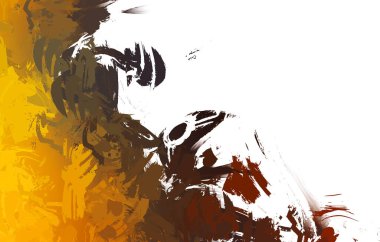 Duvar sanatı Eşsiz ve yaratıcı illüstrasyon. Fırça darbesi ile boyanmış. Renkli fırça darbelerinin soyut arkaplanı. Fırçalanmış canlı duvar kâğıdı. Boyalı sanatsal yaratım.