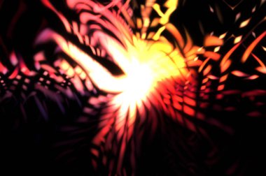 Işık parçacık izleri. Parlayan parçacıkları ve çizgileri olan ışık patlaması yıldızı. Güzel hareketli soyut ışın arkaplanı.