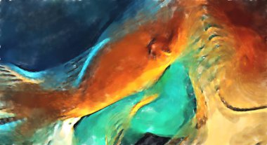 Modern sanat. Renkli çağdaş sanat eserleri. Renkli boya darbeleri. Soyut arkaplanda fırça darbeleri. fırça boyası.