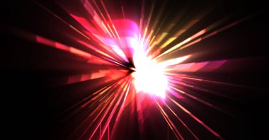 Fütürist mercek patlaması. Parlayan parçacıkları ve çizgileri olan ışık patlaması yıldızı. Güzel soyut ışın arkaplanı.