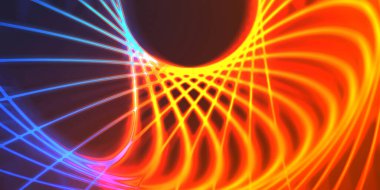 Işık dalgalarının neon renkli soyut tasarımı. Dijital arka plan ve neon ışığı parlama efekti. Parlak ışınlar duvar kağıdı.
