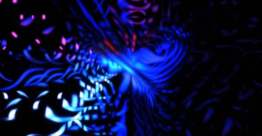 Işık parçacık izleri. Parlayan parçacıkları ve çizgileri olan ışık patlaması yıldızı. Güzel hareketli soyut ışın arkaplanı.