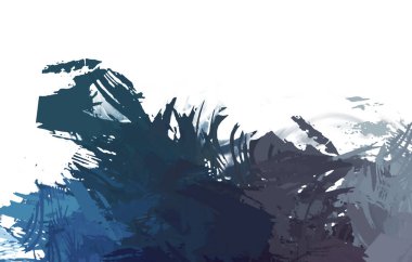 Taranmış Boyalı Soyut Arkaplan. Vahşi kaotik fırça darbeleri. Boya darbeleri. 2D İllüstrasyon. Fırça darbeli resim. 