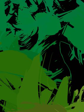 Vahşi fırça darbeleriyle yaratıcı soyut resim. Artistik fırça darbeleriyle donatılmış. Renkli ve canlı bir tasvir. Boyalı sanat.