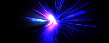 Fütürist mercek patlaması. Parlayan parçacıkları ve çizgileri olan ışık patlaması yıldızı. Güzel soyut ışın arkaplanı.