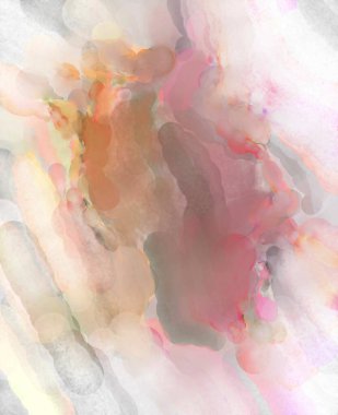 Pastel renklerde suluboya resim. Poster, duvar sanatı, afiş, kart, kitap kapağı ya da ambalaj için rahatlatıcı kompozisyonun yumuşak renkli çizimi. Modern fırça darbeleri resim.